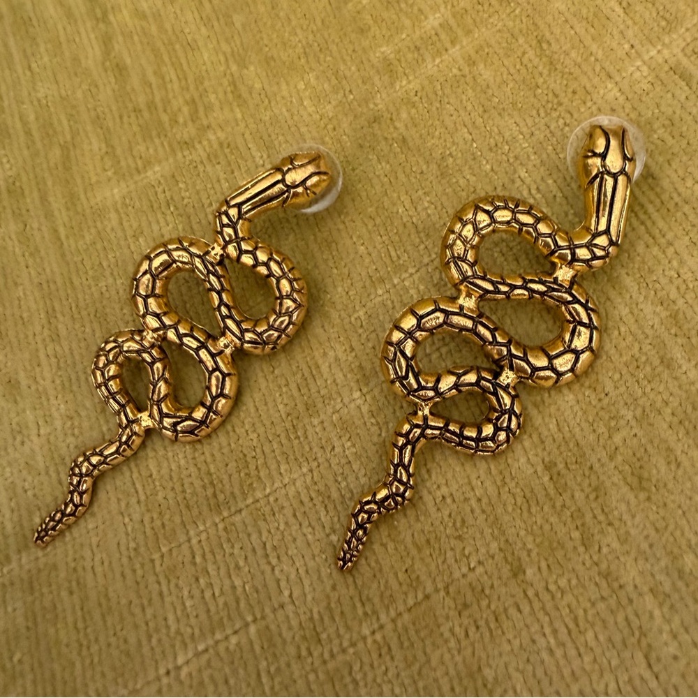 Gold Snake Earrings